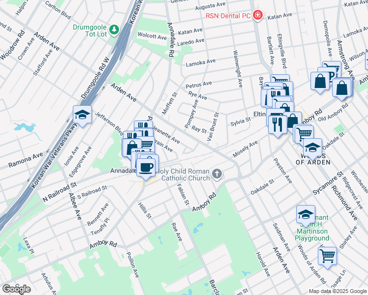 map of restaurants, bars, coffee shops, grocery stores, and more near 47 Lucy Loop in Staten Island