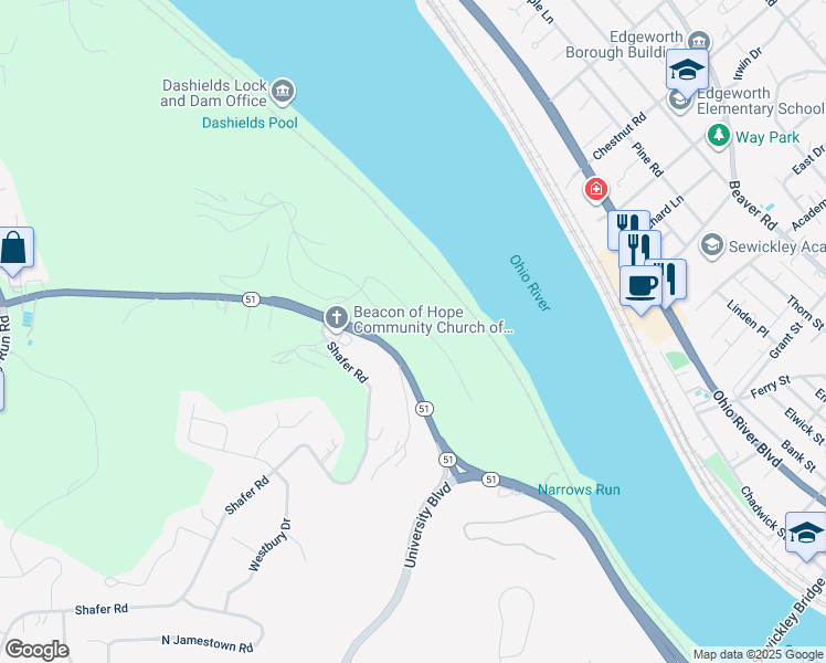 map of restaurants, bars, coffee shops, grocery stores, and more near 1530 Staunton Drive in Coraopolis