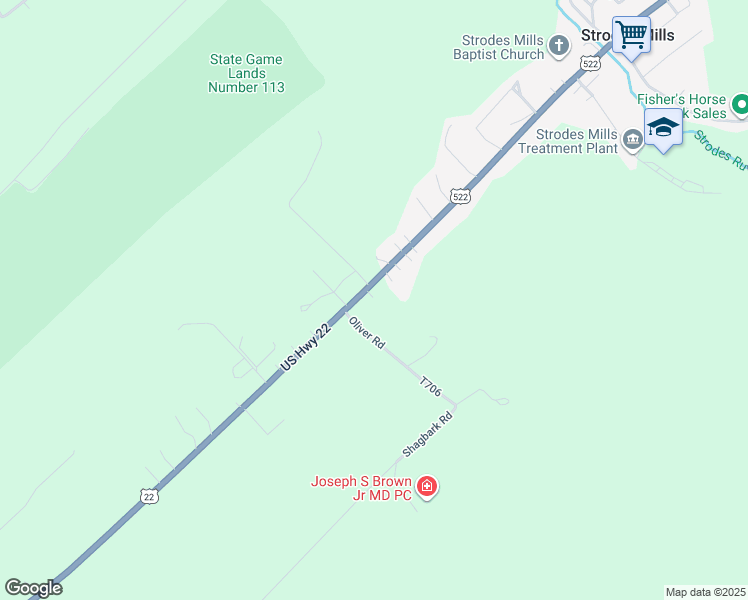 map of restaurants, bars, coffee shops, grocery stores, and more near 7902 U.S. 22 in McVeytown