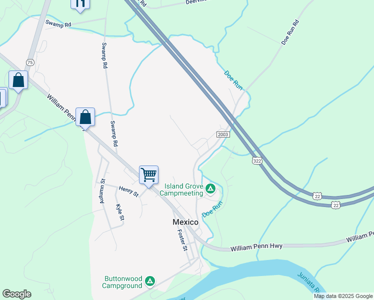 map of restaurants, bars, coffee shops, grocery stores, and more near 367 State Route 2003 in Mifflintown
