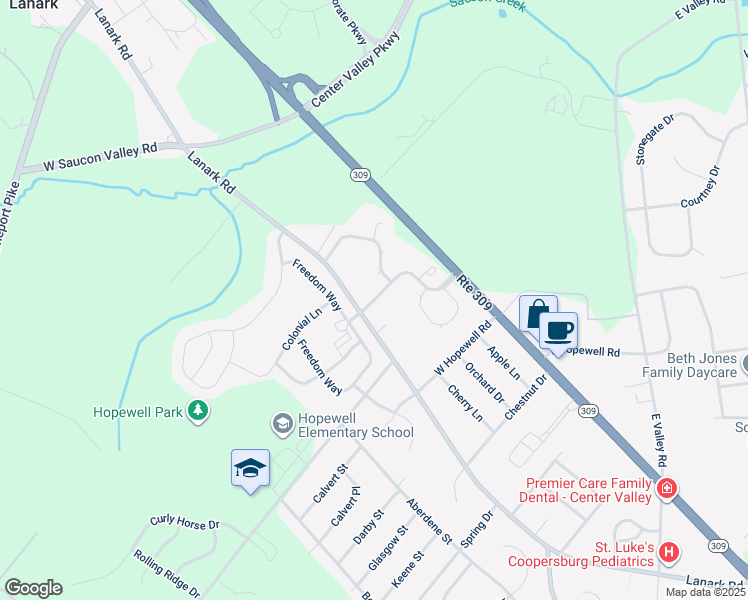 map of restaurants, bars, coffee shops, grocery stores, and more near 4361 Founders Drive in Lehigh County
