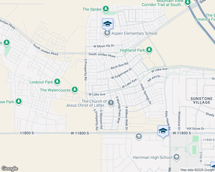 map of restaurants, bars, coffee shops, grocery stores, and more near 6358 West Lake Avenue in South Jordan