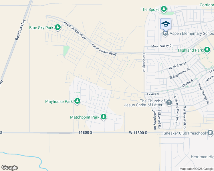 map of restaurants, bars, coffee shops, grocery stores, and more near 6731 West Splash Way in South Jordan