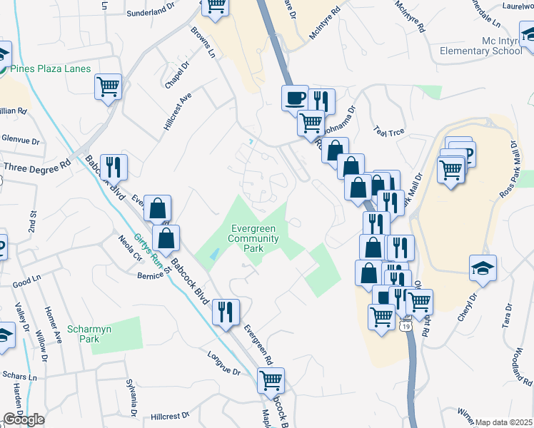 map of restaurants, bars, coffee shops, grocery stores, and more near 404 Hemlock Court in Pittsburgh