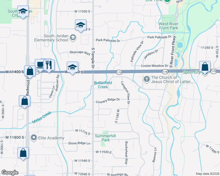 map of restaurants, bars, coffee shops, grocery stores, and more near 11493 Marco Polo Lane in South Jordan