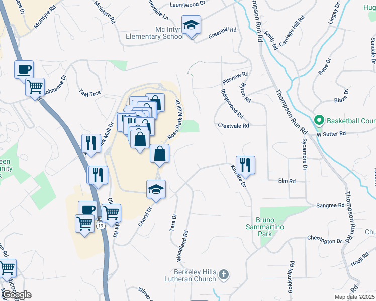 map of restaurants, bars, coffee shops, grocery stores, and more near 538 Woodland Road in Pittsburgh
