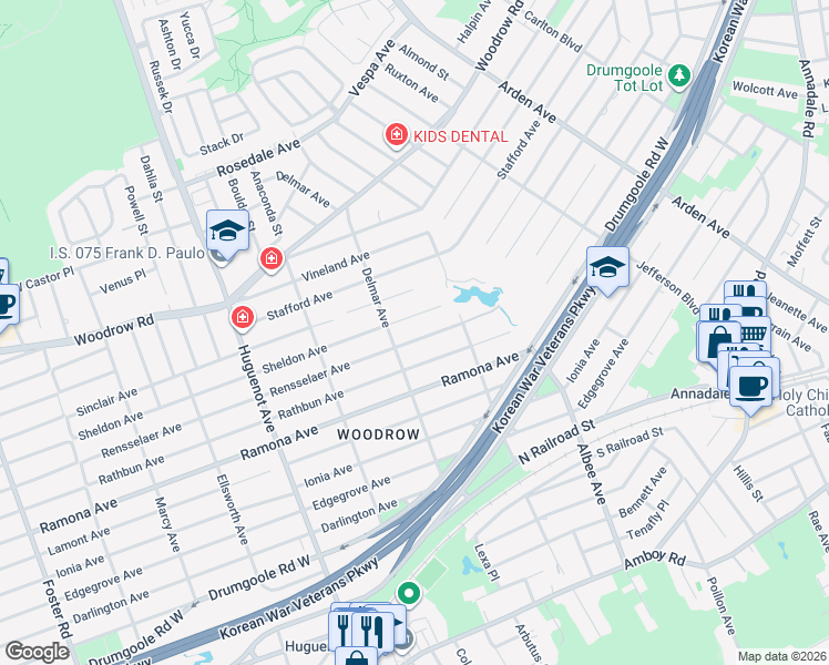 map of restaurants, bars, coffee shops, grocery stores, and more near 470 Rensselaer Avenue in Staten Island