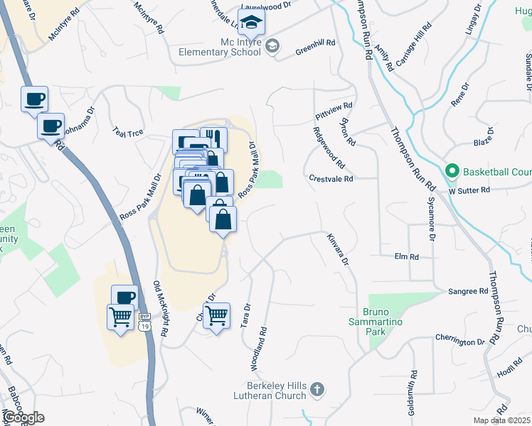map of restaurants, bars, coffee shops, grocery stores, and more near 538 Woodland Road in Pittsburgh