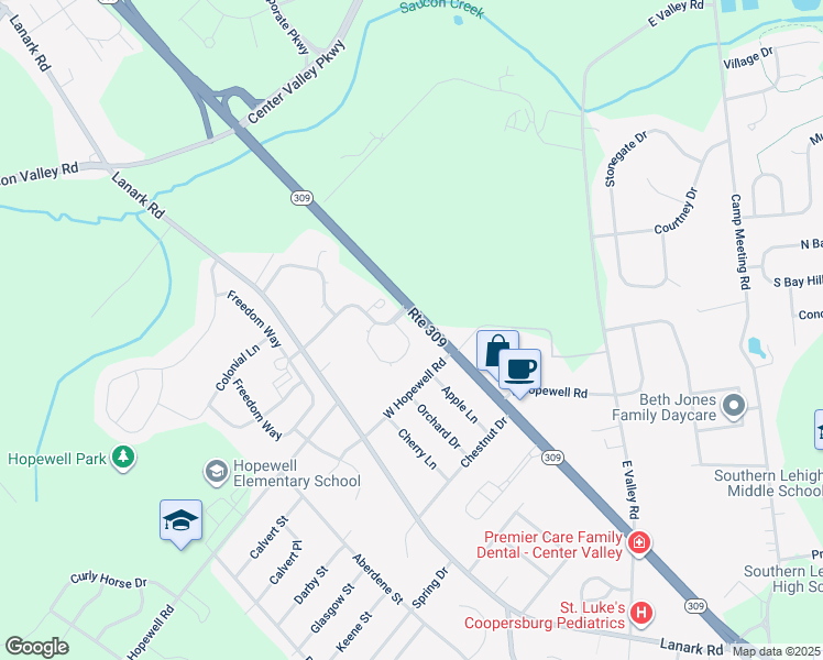 map of restaurants, bars, coffee shops, grocery stores, and more near 4604 Jasmine Drive in Lehigh County