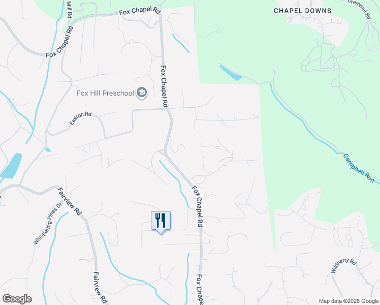 map of restaurants, bars, coffee shops, grocery stores, and more near 1250 Fox Chapel Road in Pittsburgh