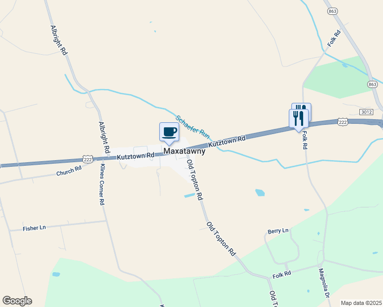 map of restaurants, bars, coffee shops, grocery stores, and more near in Maxatawny