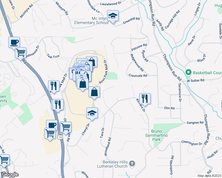 map of restaurants, bars, coffee shops, grocery stores, and more near 538 Woodland Road in Pittsburgh