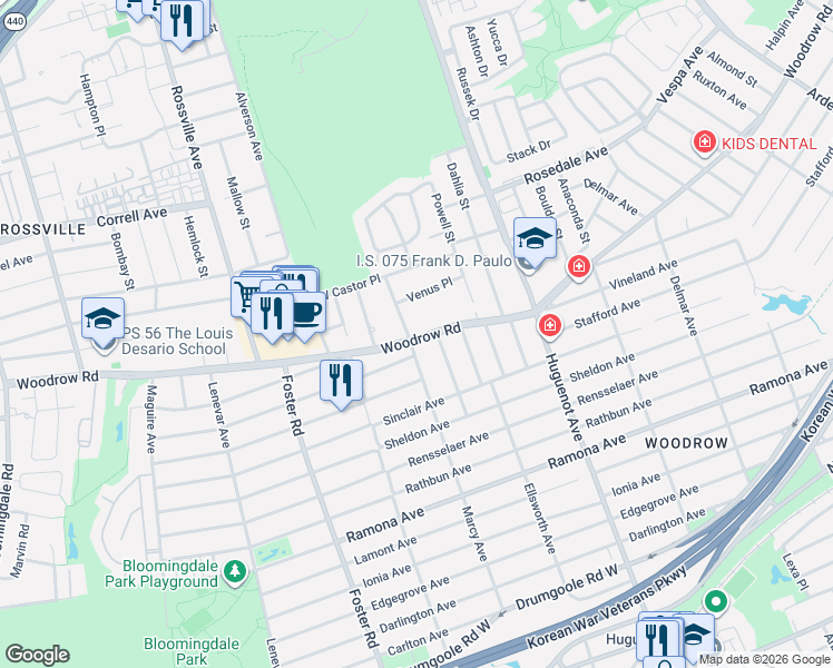 map of restaurants, bars, coffee shops, grocery stores, and more near 617 Marcy Avenue in Staten Island