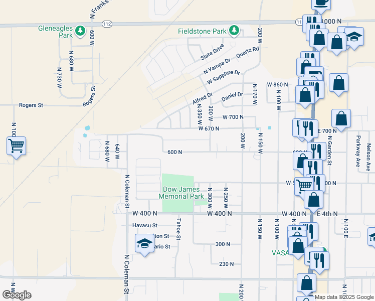 map of restaurants, bars, coffee shops, grocery stores, and more near 392 West 600 North in Tooele