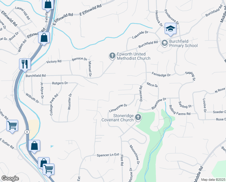 map of restaurants, bars, coffee shops, grocery stores, and more near 2832 Leo Road in Allegheny County