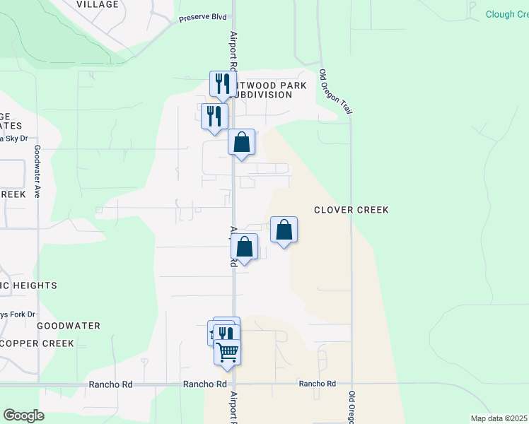 map of restaurants, bars, coffee shops, grocery stores, and more near 4441 Airport Road in Redding