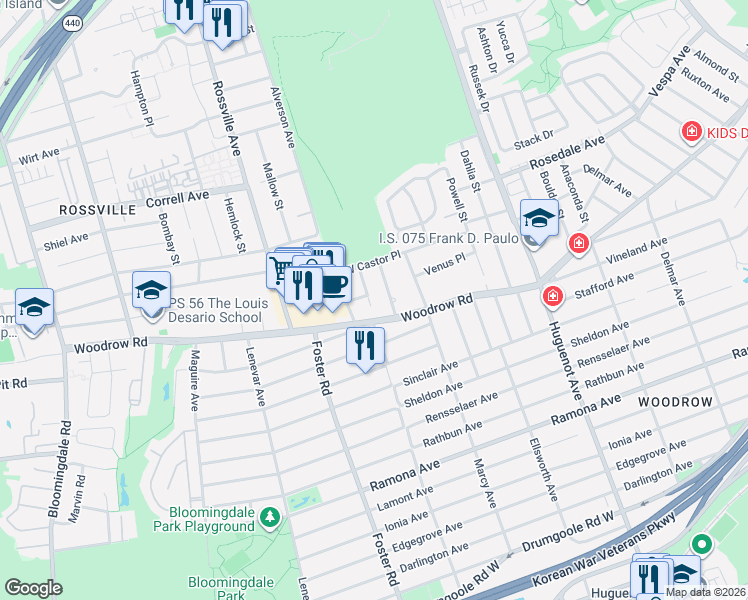 map of restaurants, bars, coffee shops, grocery stores, and more near in Staten Island