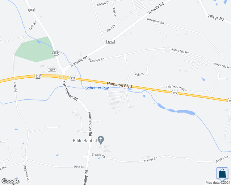 map of restaurants, bars, coffee shops, grocery stores, and more near 10108 Fernwood Lane in Breinigsville