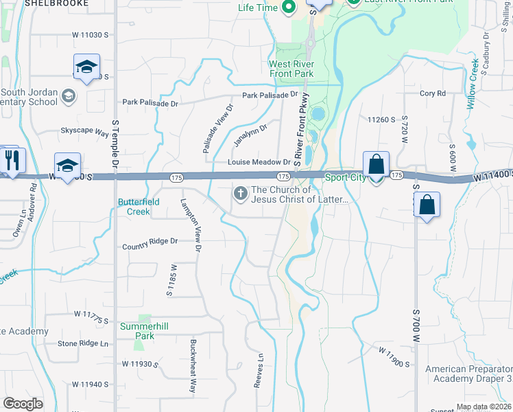 map of restaurants, bars, coffee shops, grocery stores, and more near 11478 West Chapel Ridge Drive in South Jordan