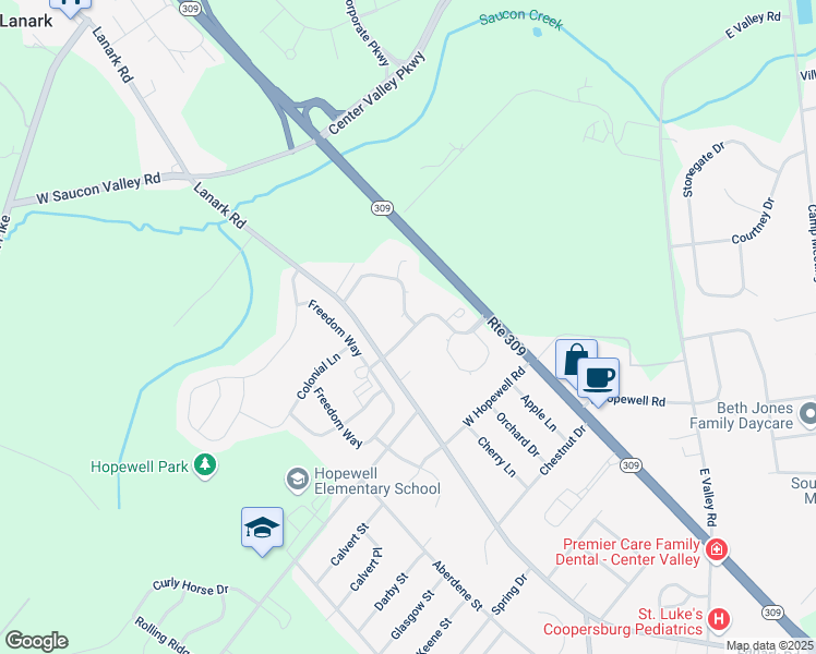 map of restaurants, bars, coffee shops, grocery stores, and more near 4099 Huckleberry Drive in Lehigh County