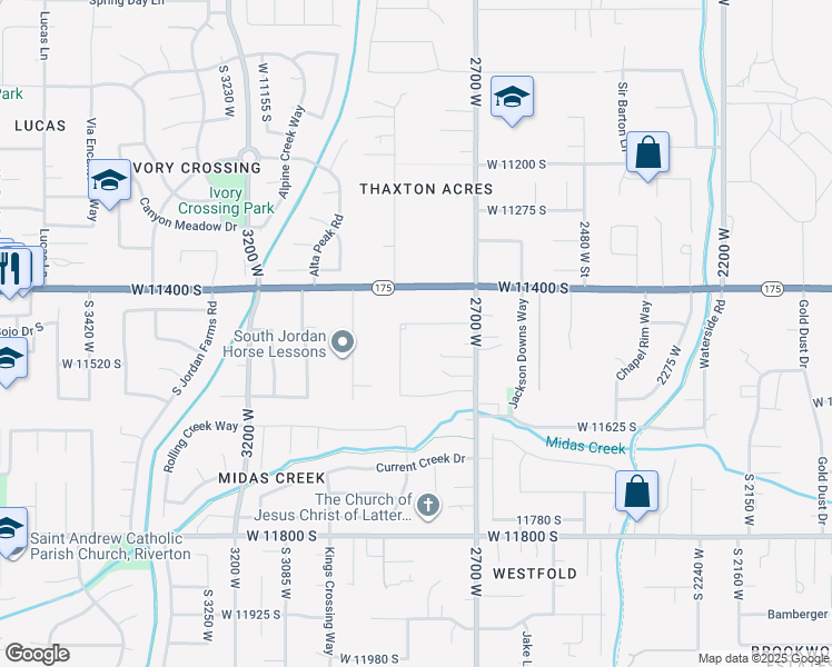 map of restaurants, bars, coffee shops, grocery stores, and more near 2797 West 11460 South in South Jordan