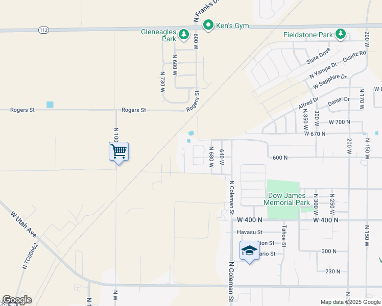 map of restaurants, bars, coffee shops, grocery stores, and more near 736 Ry Lane in Tooele