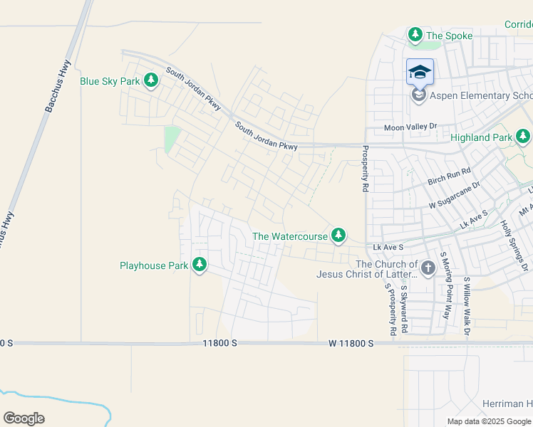 map of restaurants, bars, coffee shops, grocery stores, and more near 6748 West Splash Way in South Jordan