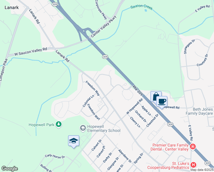 map of restaurants, bars, coffee shops, grocery stores, and more near 4369 Lanark Road in Lehigh County