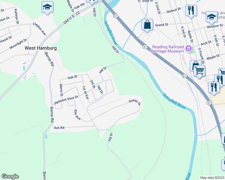 map of restaurants, bars, coffee shops, grocery stores, and more near 1000 Redwood Ct in Hamburg