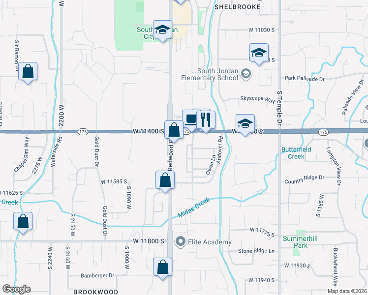 map of restaurants, bars, coffee shops, grocery stores, and more near 11442 South Hollybrook Loop in South Jordan