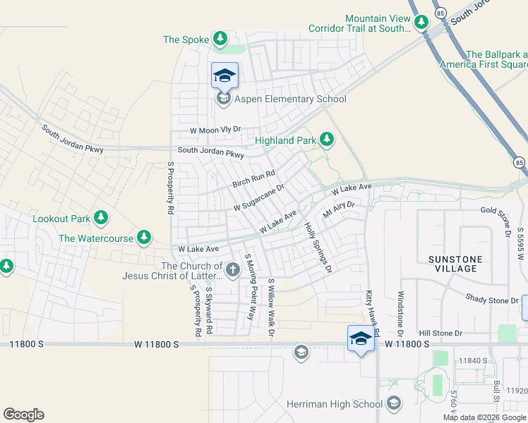map of restaurants, bars, coffee shops, grocery stores, and more near 11442 South Stream Park Drive in South Jordan