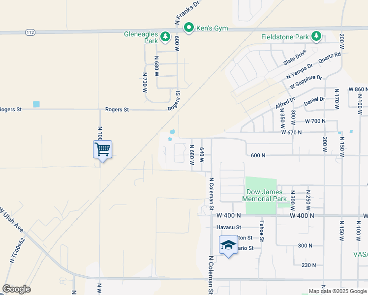 map of restaurants, bars, coffee shops, grocery stores, and more near 736 Ry Lane in Tooele