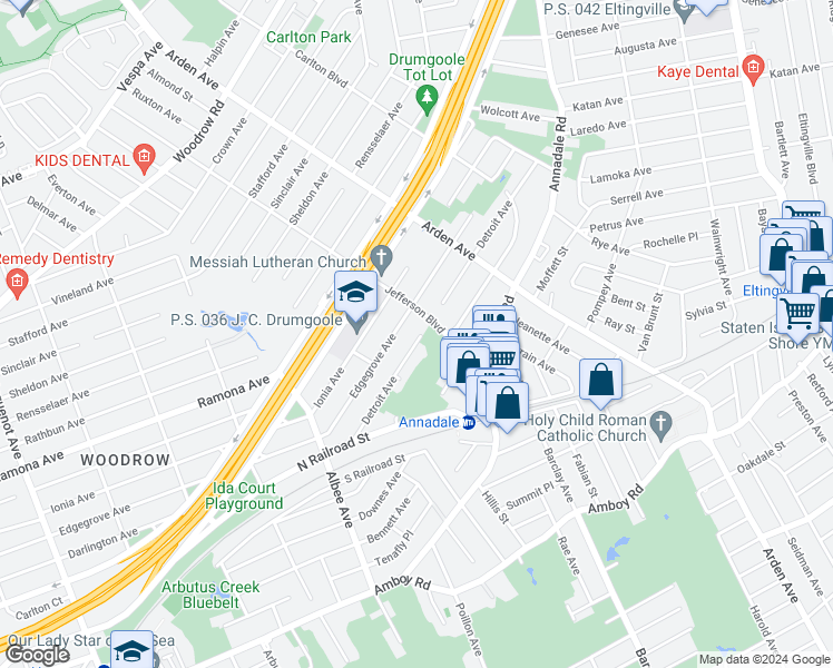 map of restaurants, bars, coffee shops, grocery stores, and more near 217 Edgegrove Avenue in Staten Island