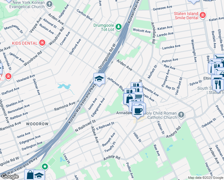 map of restaurants, bars, coffee shops, grocery stores, and more near 217 Edgegrove Avenue in Staten Island
