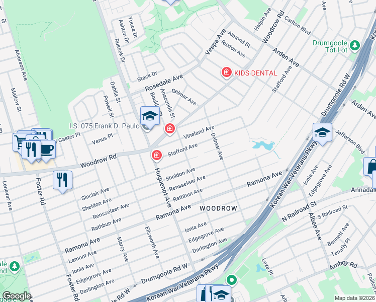 map of restaurants, bars, coffee shops, grocery stores, and more near 490 Stafford Avenue in Staten Island