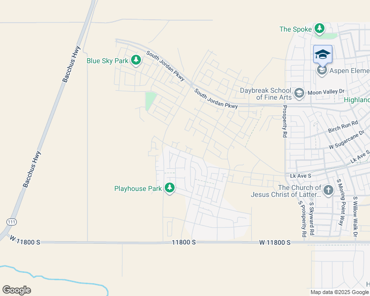 map of restaurants, bars, coffee shops, grocery stores, and more near 6864 West Lake Avenue in South Jordan