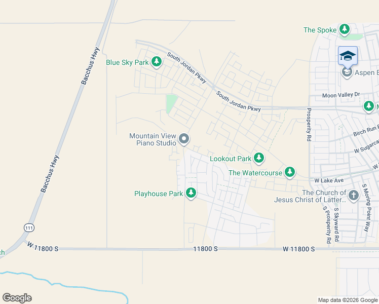 map of restaurants, bars, coffee shops, grocery stores, and more near Unnamed Road in South Jordan