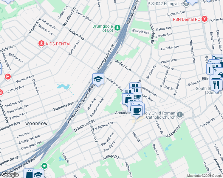 map of restaurants, bars, coffee shops, grocery stores, and more near 217 Edgegrove Avenue in Staten Island