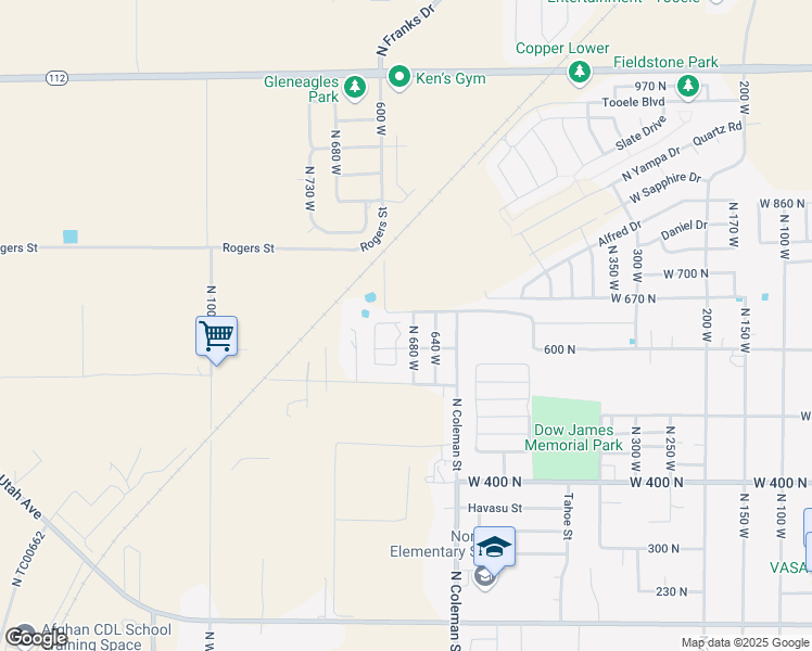 map of restaurants, bars, coffee shops, grocery stores, and more near 699 Ry Lane in Tooele