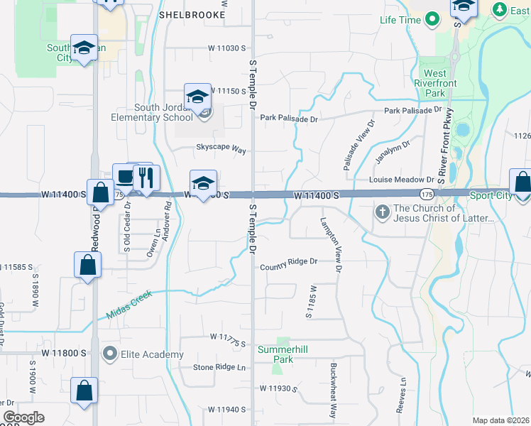 map of restaurants, bars, coffee shops, grocery stores, and more near 1274 West Chapel Ridge Drive in South Jordan