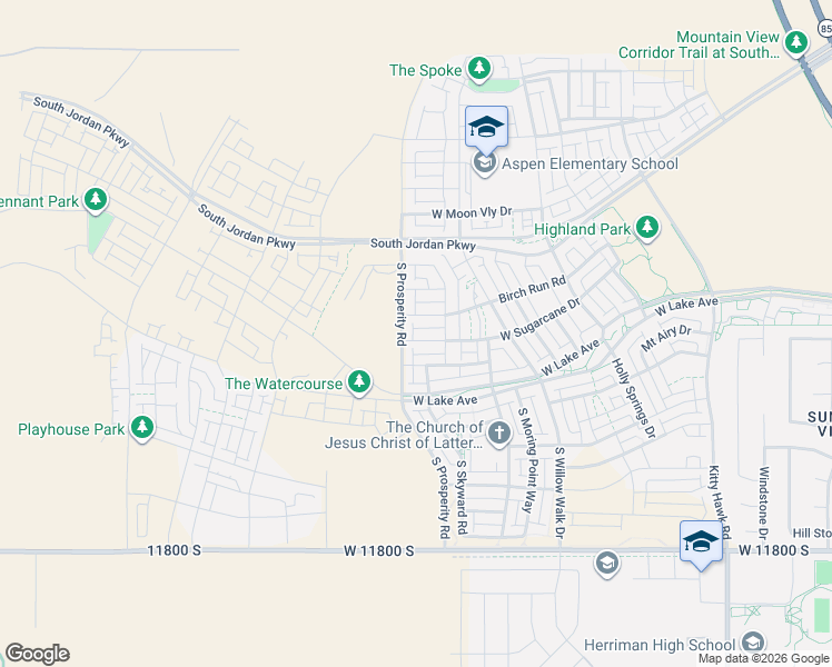 map of restaurants, bars, coffee shops, grocery stores, and more near 6467 West Sugarcane Drive in South Jordan