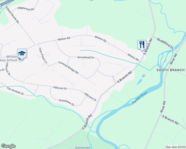 map of restaurants, bars, coffee shops, grocery stores, and more near 35 Arrowhead Drive in Branchburg