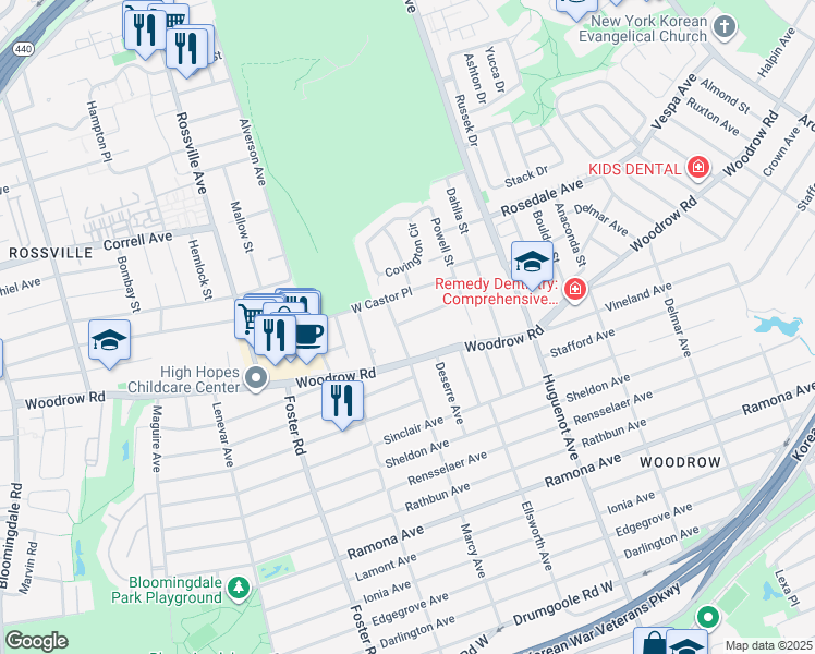 map of restaurants, bars, coffee shops, grocery stores, and more near 75 Venus Place in Staten Island