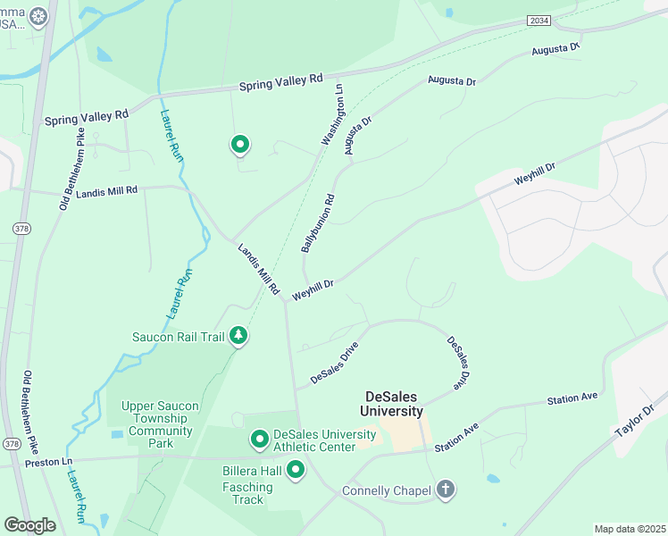 map of restaurants, bars, coffee shops, grocery stores, and more near 2587 Weyhill Drive in Center Valley