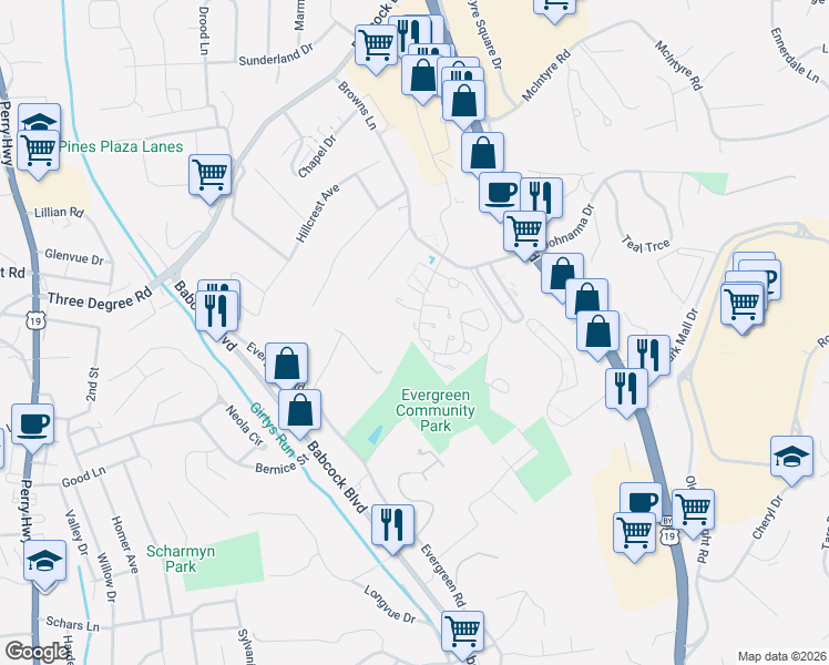 map of restaurants, bars, coffee shops, grocery stores, and more near 451 Willow Court in Pittsburgh