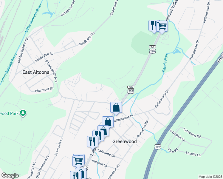 map of restaurants, bars, coffee shops, grocery stores, and more near 514-1722 Ore Hill Drive in Altoona