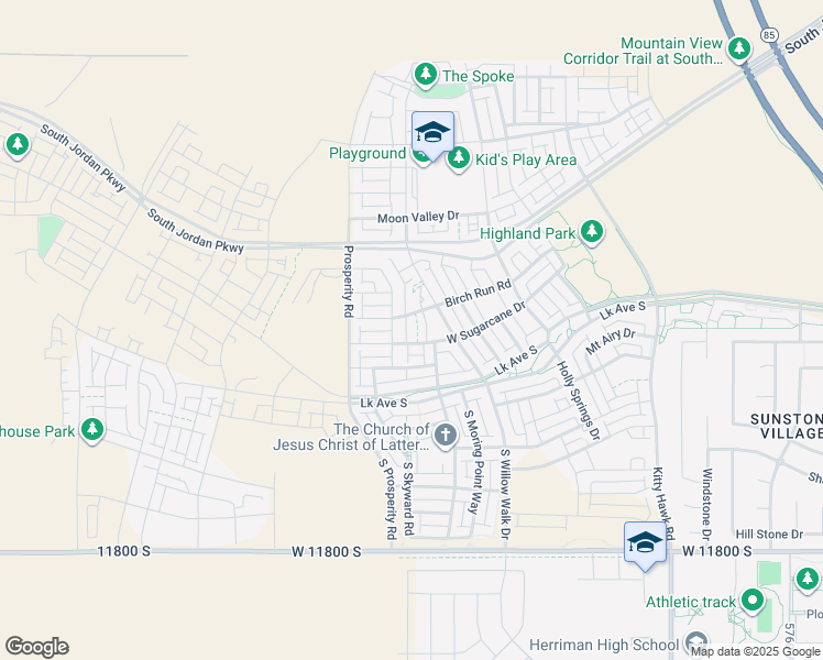 map of restaurants, bars, coffee shops, grocery stores, and more near 6396 West Sugarcane Drive in South Jordan