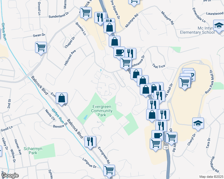 map of restaurants, bars, coffee shops, grocery stores, and more near 331 Elm Court in Pittsburgh