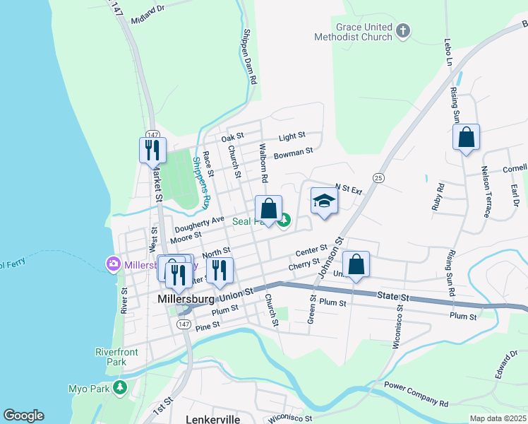 map of restaurants, bars, coffee shops, grocery stores, and more near 541 Moore St in Millersburg