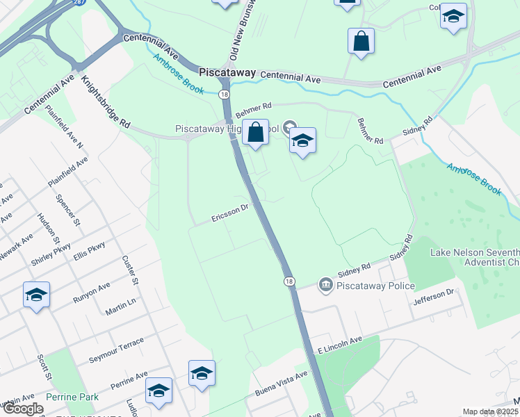 map of restaurants, bars, coffee shops, grocery stores, and more near 371 Hoes Lane in Piscataway Township